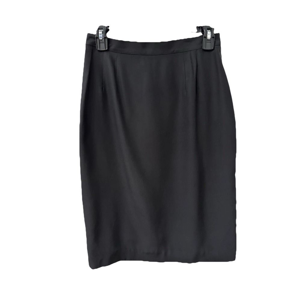Magali Collection Pencil Skirt 6 Black 100% Silk Gozzelle Ciamppi Vintage Knee